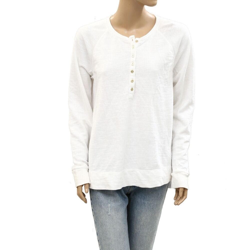 Lilly Pulitzer Long Sleeves Sweatshirt Top Pullover Ribbed Solid White L 288083